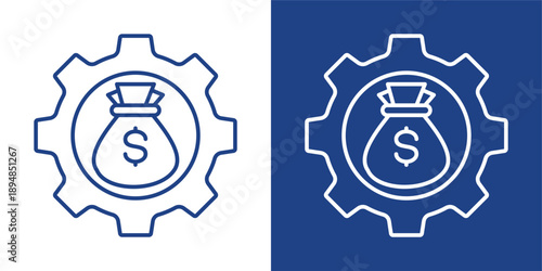 Management Blue And White Icon Style Collection