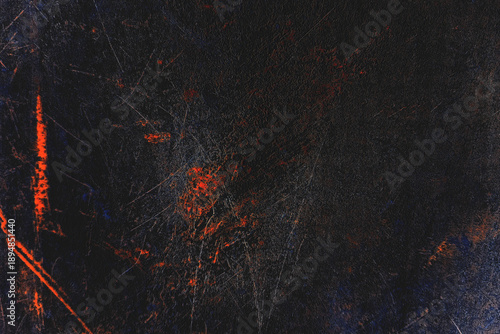 Gritty Dark Grunge Texture with Red and Blue Scratches