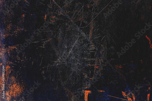Gritty Dark Grunge Texture with Red and Blue Scratches