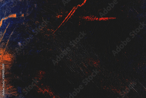 Gritty Dark Grunge Texture with Red and Blue Scratches