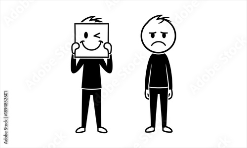 Illustrating the emotional facade person faking happiness despite inner sadness