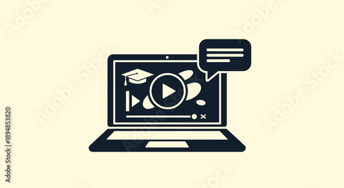 Laptop Displaying Online Course Video Tutorial.