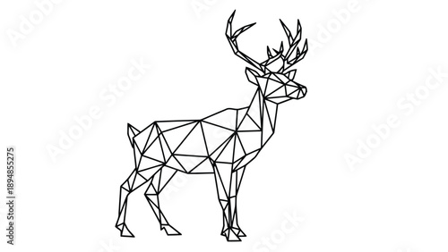 Geometric Polygonal Line Art Illustration of a Deer with Antlers