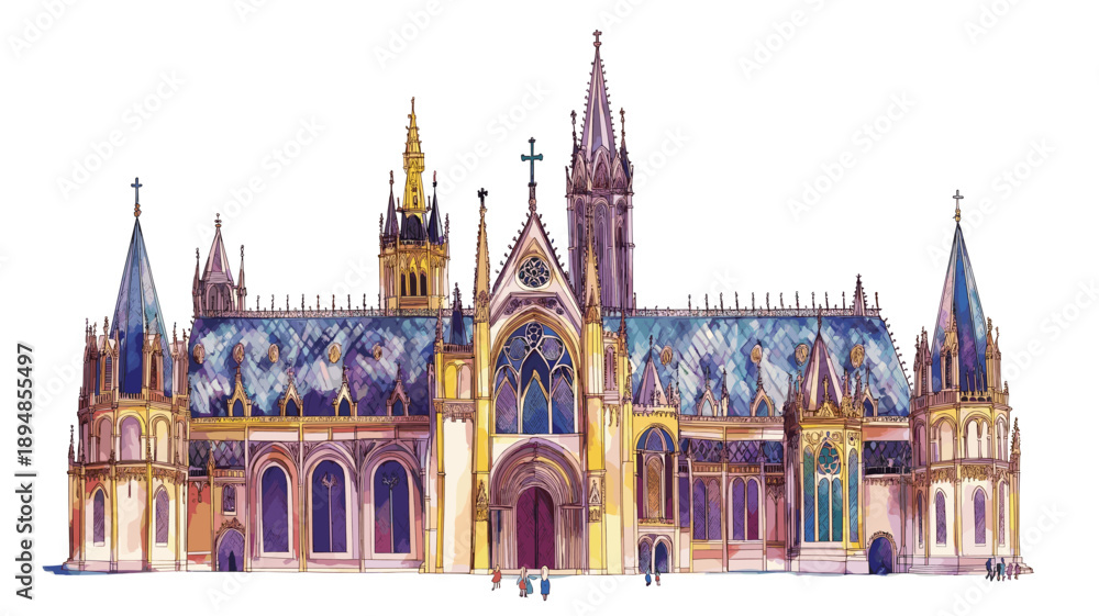Fototapeta premium Sainte-Chapelle. Sainte-Chapelle watercolor vector illustration