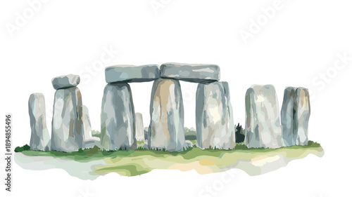Stonehenge. Stonehenge watercolor vector illustration