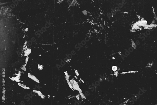 Abstract Distressed Monochrome Surface with Scratches and Splatters