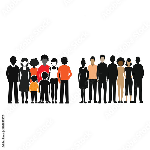 A diverse group of people of various ethnicities, ages, and abilities standing together, representing inclusivity and community.