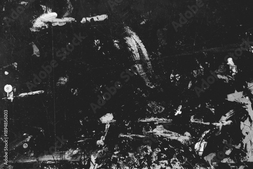 Abstract Distressed Monochrome Surface with Scratches and Splatters