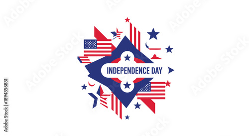 Independence Day patriotic star vector icon