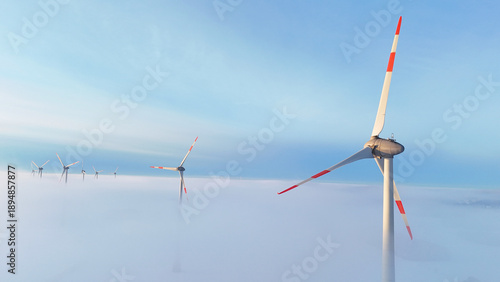 Lower Saxony, Germany - January 11, 2026: Wind turbine at sunset during winter time 