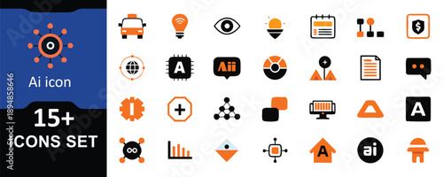 A flat vector icon set for business and web design featuring home, cloud, people, money, search, network, map, and computer symbols