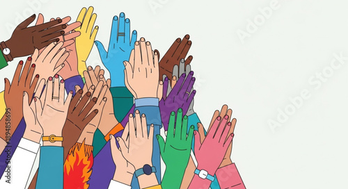 Diverse group of hands clapping together in celebration.
