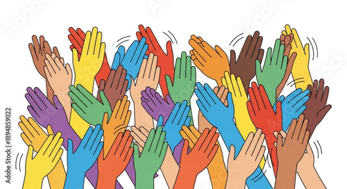 Diverse group of hands clapping together in celebration.