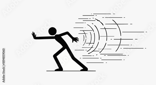 Stick Figure Pushing Waves of Energy Forward.