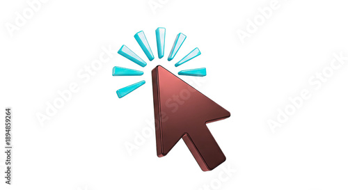 3D Black Cursor Clicking with Blue Rays