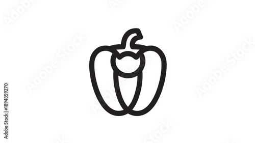 Vector Illustration Of Black Bell Pepper Outline For Healthy Eating And Food Concepts
