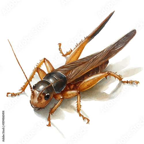 Earwig, illustration watercolor with playful splashes and delicate line details, isolated on a white background.