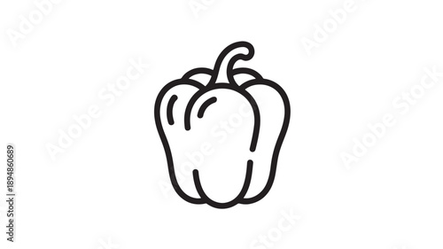 Vector Illustration Of Bell Pepper Outline For Healthy Eating And Food Concepts