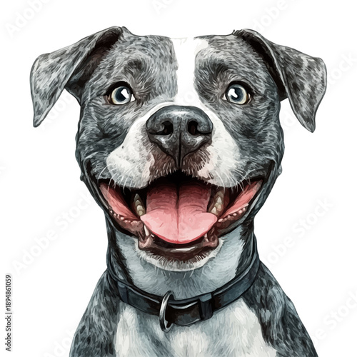 Dog, illustration watercolor artwork with subtle gradients and elegant contours, isolated on a white background.