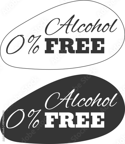 Vintage style alcohol free labels with black and white design on a simple background