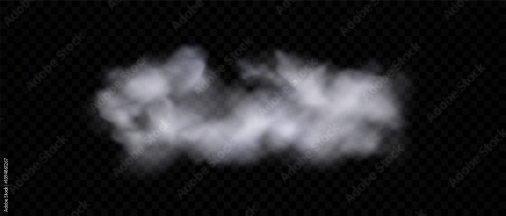 Fototapeta premium Realistic fog or smoke isolated on a transparent background. Fog or steam effect for design elements, weather concepts.