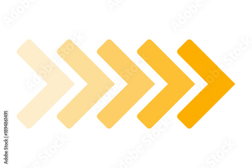 Canvas Print Yellow and Cream Gradient Quadruple Chevron Directional Symbol with Rounded Corn