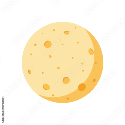 Stylized Yellow Cheese Wheel with Holes Isolated Vector Graphic