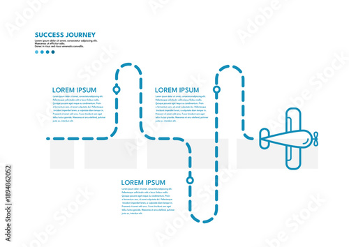 Success journey infographic with plane- vector illstration 