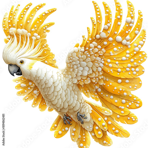 watercolor of Cockatoo illustration, isolated on a white background.