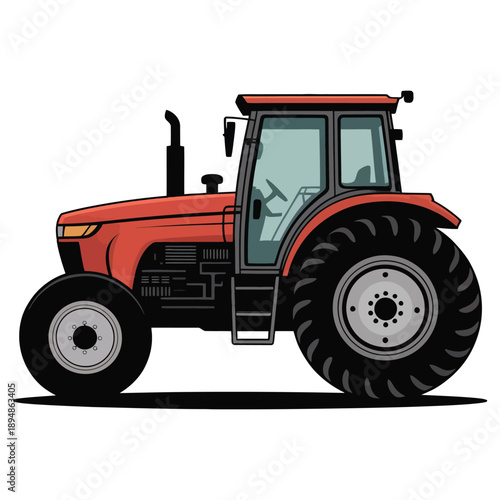 red tractor isolated