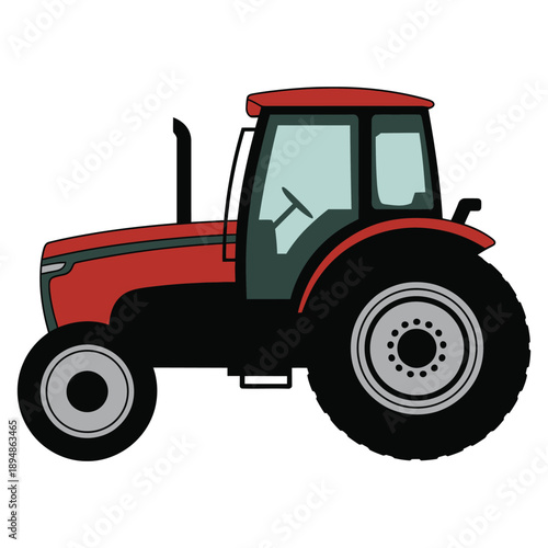 red tractor isolated on white