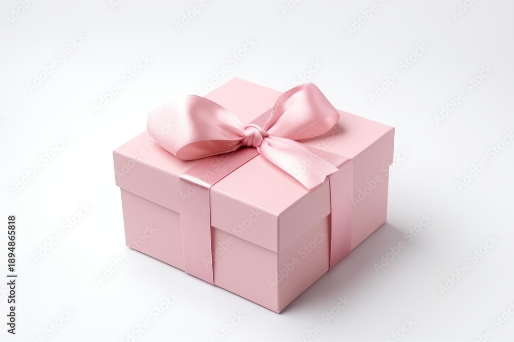 Obraz premium Pink gift box with satin ribbon bow for birthdays and anniversaries