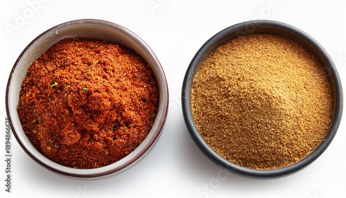 a fresh cajun seasoning and cajun seasoning power isolated on white