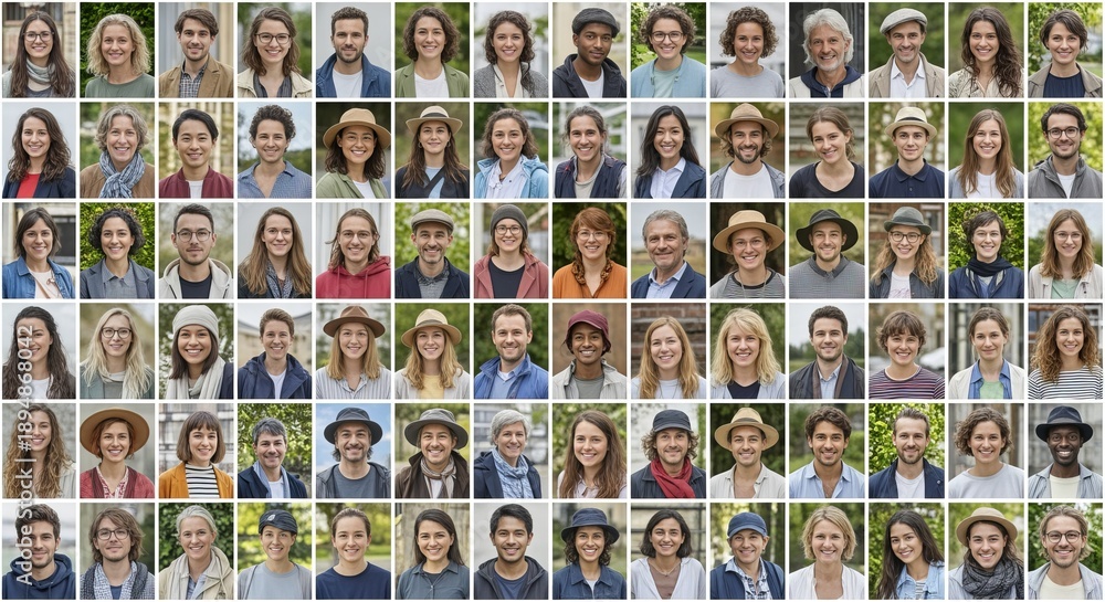 Fototapeta premium Diverse Community of Individuals Engaging in Outdoor Portraits for a Collaborative Project on Unity
