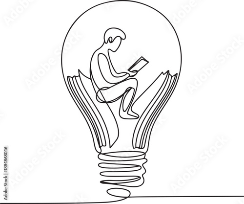 Single Line Art of a Book Whose Pages Become Leaves – Knowledge and Growth Concept