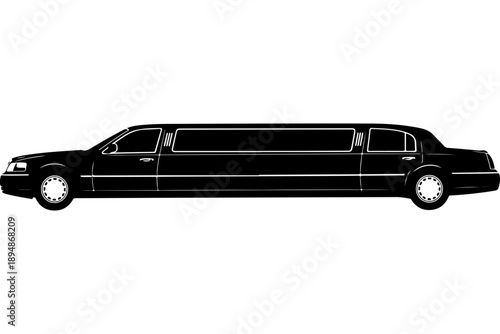 Black Limousine Side View Illustration