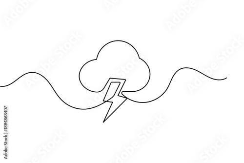 Isolated outline vector illustration of a cloud continuous one line drawing minimalist style
