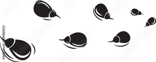 Black and white snail silhouettes in motion illustration design