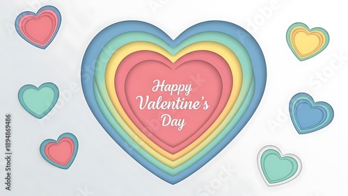 Happy valentine day. with creative love composition of the hearts paper cut style. Symbol of love. Valentine day gift box. Valentine day Background