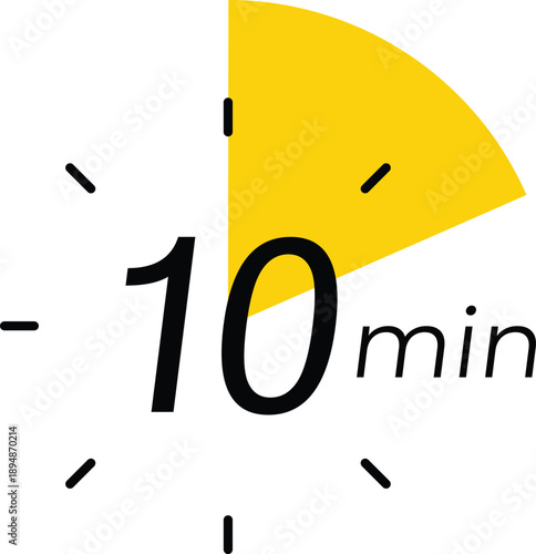 10 minute stop watch icon in modern style, vector Illustration editable stroke eps 10.