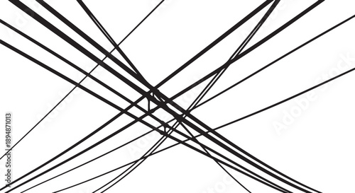 Black lines intersecting on a white background abstract