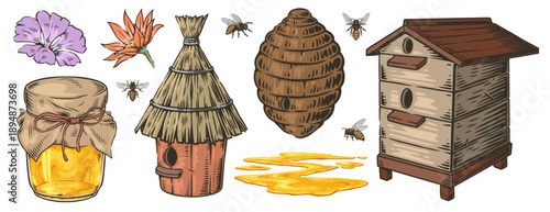 Honey and bees in nature