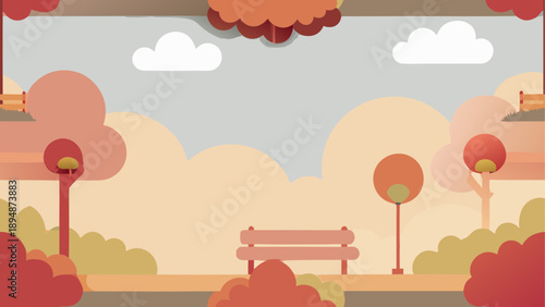 Serene autumn park bench