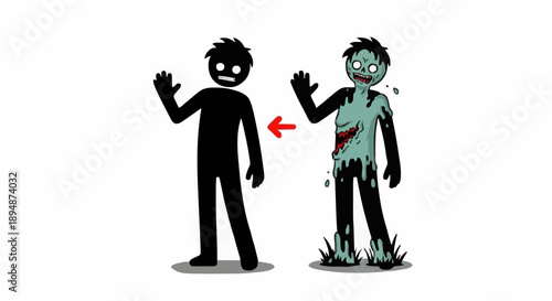 Stick Figure Transforms into a Zombie.