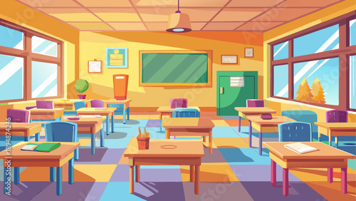 Bright and welcoming classroom interior