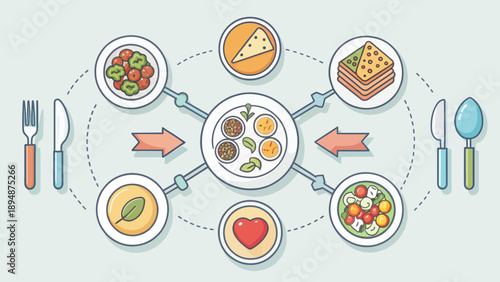 Healthy Food Choices Connected by a Central Meal