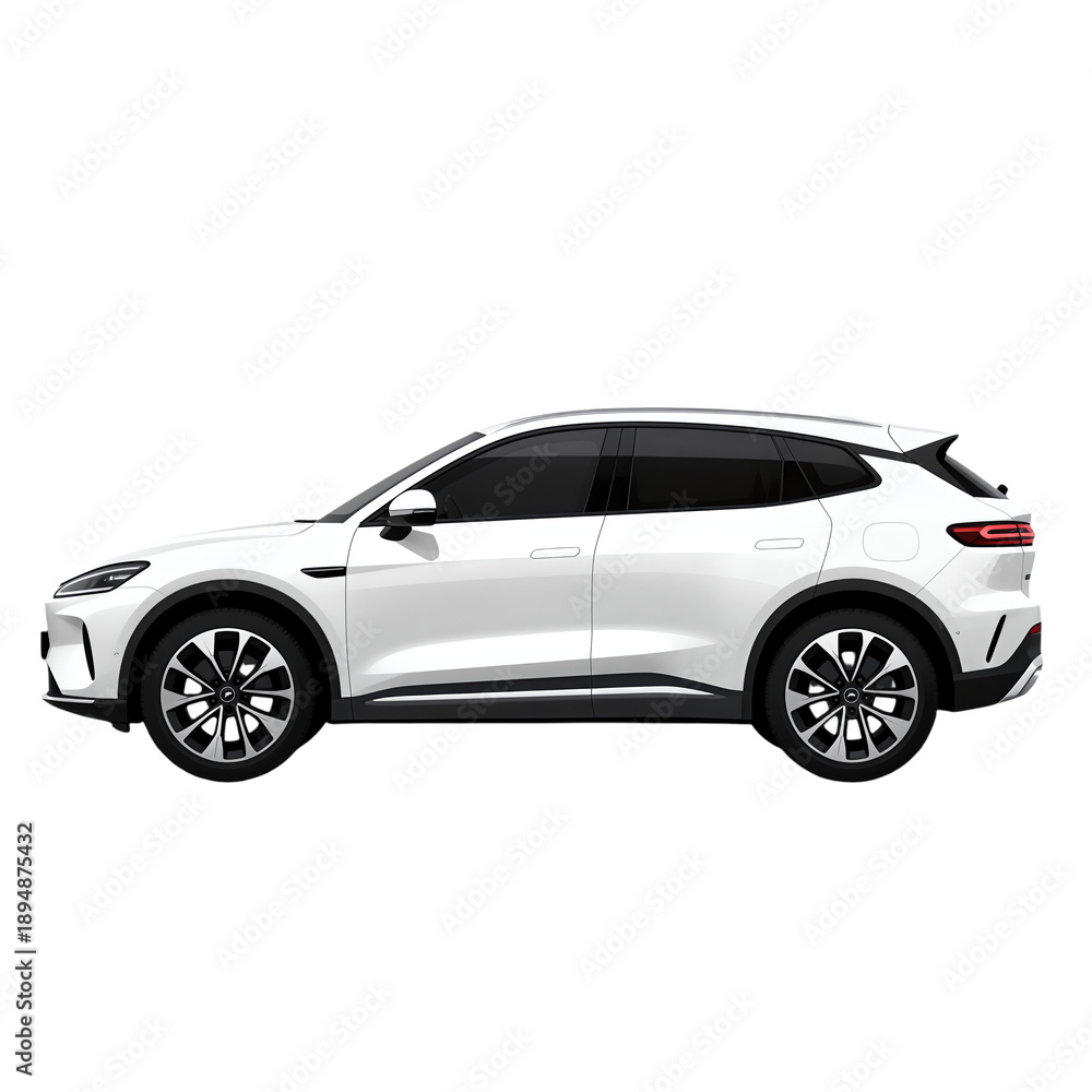 Fototapeta premium Sleek White Modern SUV Side View