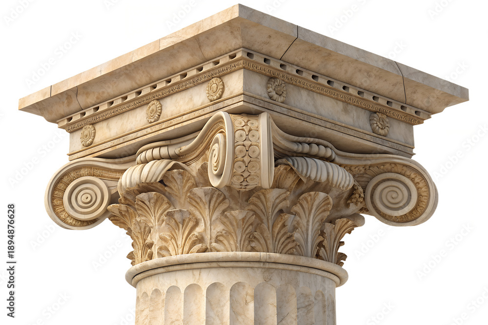 Obraz premium Palace column detail, luxury stone texture, isolated on transparent background, PNG