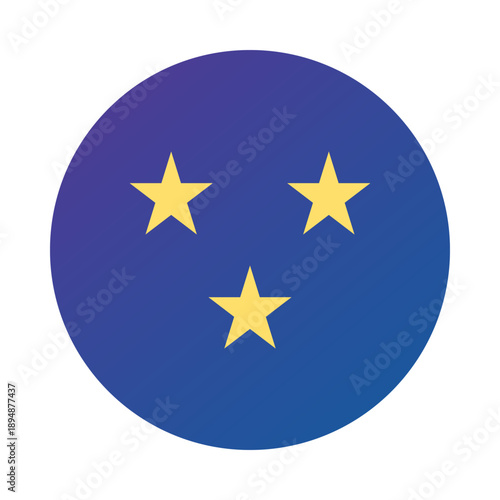 Icon 3 stars. Sky and weather design element. Round Isolated vector illustration.