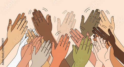 Diverse hands clapping together in celebration and applause.